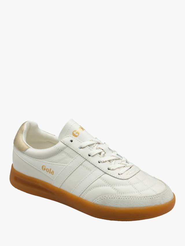 Классические кожаные кроссовки Stadia Gola, White/Gold/Gum — фото 2