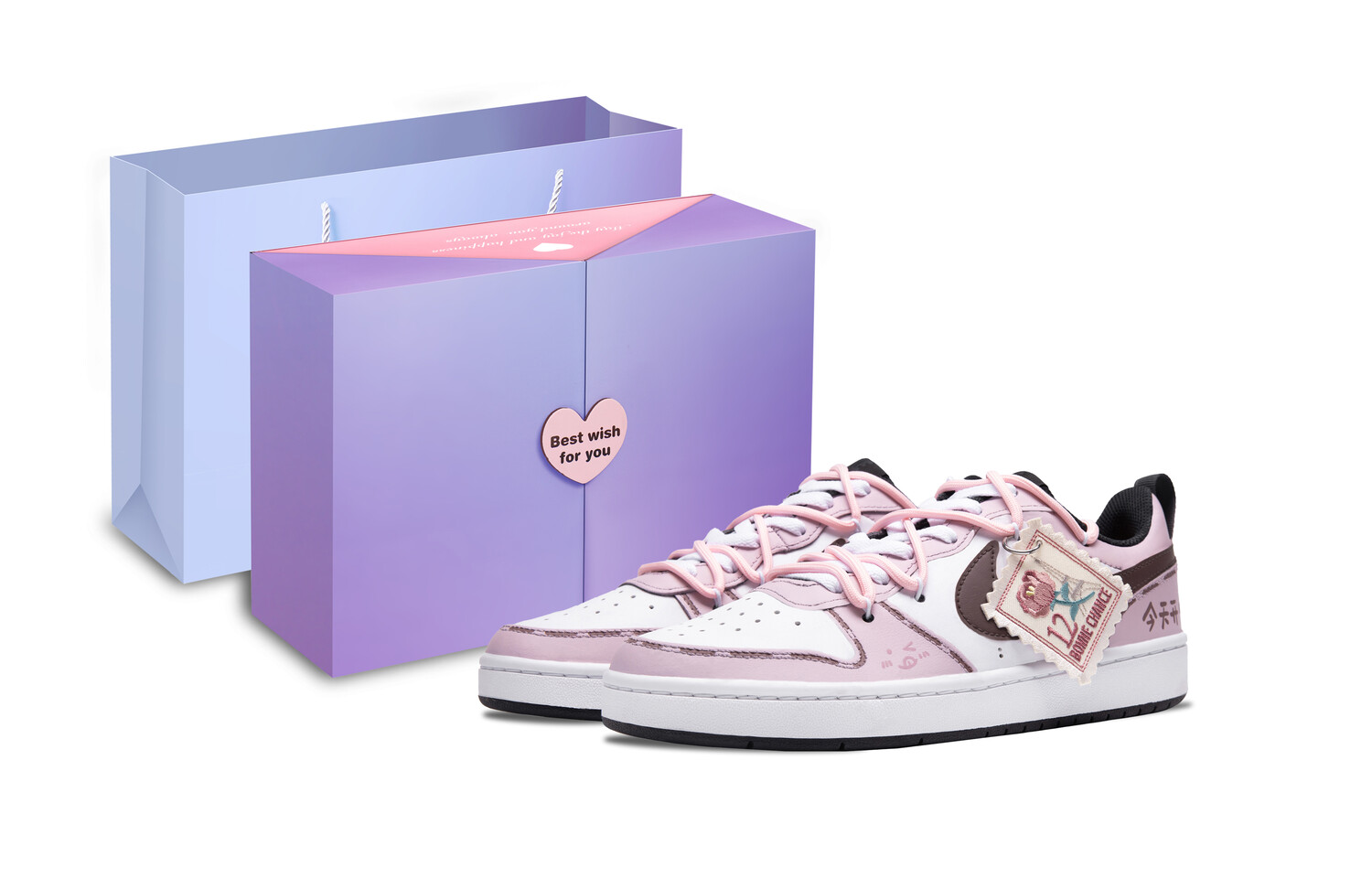 

Кроссовки Nike Court Borough Skateboard Shoes Women's Low-Top Pink/White, белый