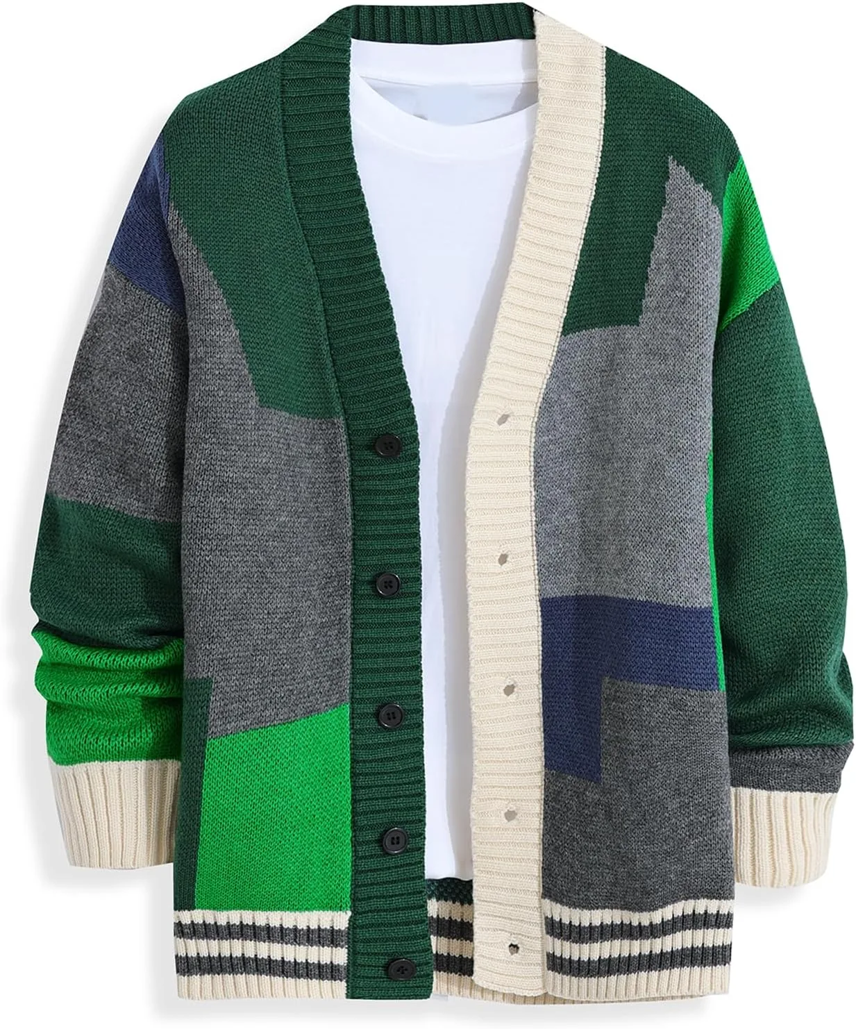 

Кардиган GURUNVANI для мужчин, вязаный, на пуговицах