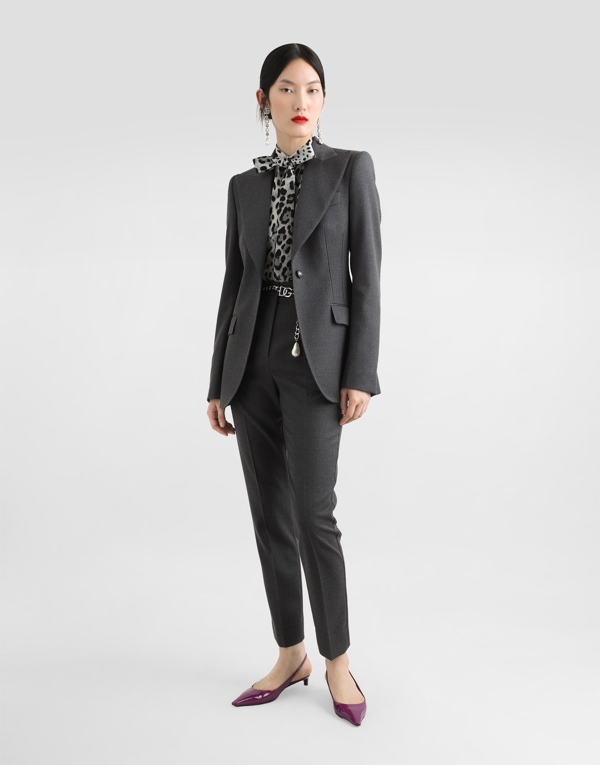 Однобортный шерстяной блейзер turlington Dolce & Gabbana, серый — фото 2