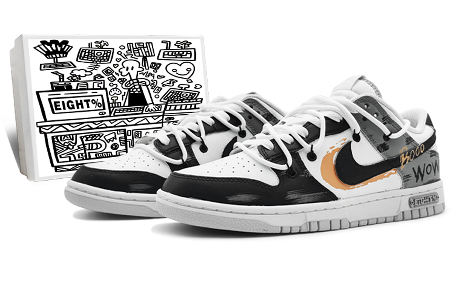 

Кроссовки Nike Dunk Skateboarding Shoes Men Low-top Black/grey/orange, темно-серый