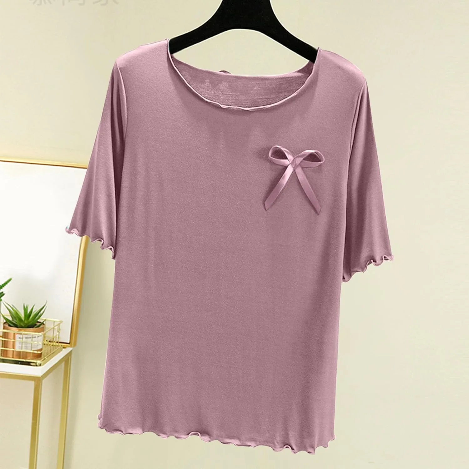 Футболка с коротким рукавом для женщин, лето 2025, Crew Neck, свободный крой — фото 2