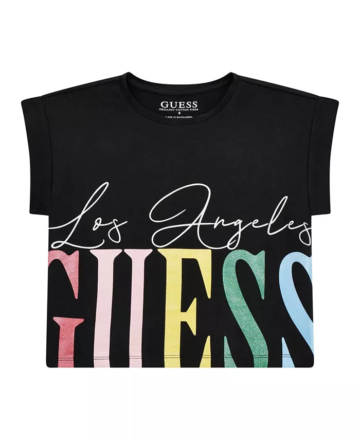 

Футболка с коротким рукавом Big Girl из эластичного джерси GUESS, черный