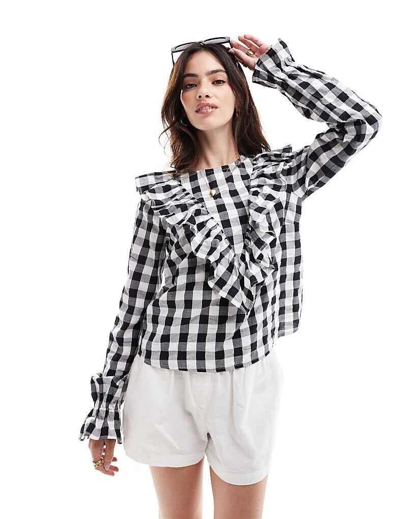

ASOS DESIGN – топ с оборками в клетку Vichy