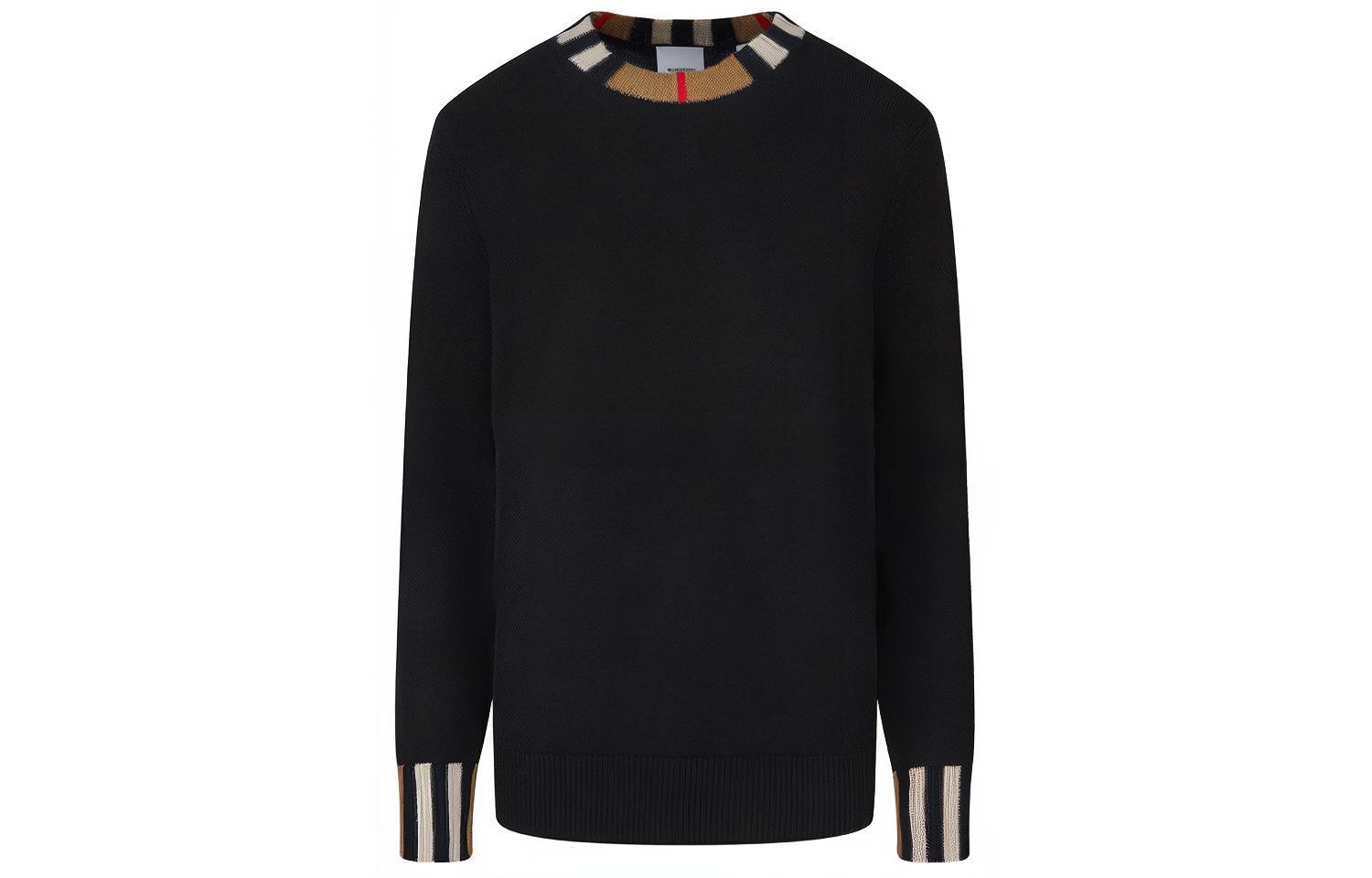 

Burberry Кашемировый свитер Icon Stripe Trim, черный