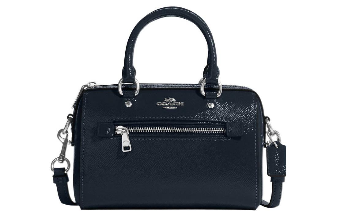 

COACH Роуэн Патентная кожа с кожаной сумкой через плечо маленькая женская морская синяя