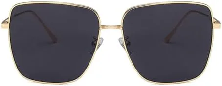 

Модные солнцезащитные очки для женщин, квадратная оправа из сплава, ретро-стиль, кристально чистые зеленые солнцезащитные очки для женщин MTZJH, Gold-gray