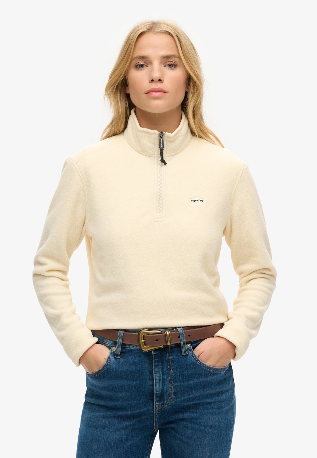 

Флисовый джемпер CROPPED HALF ZIP Superdry, светло-желтый