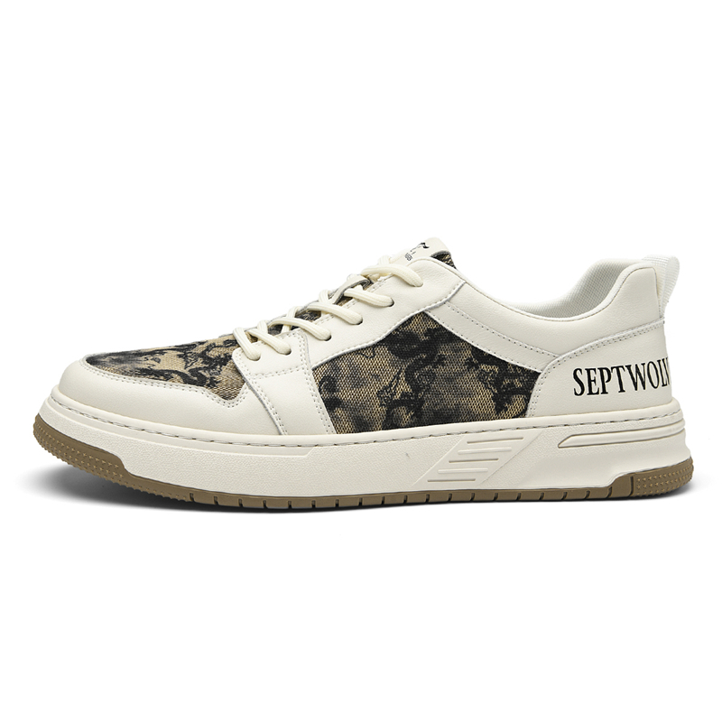 

Износостойкие дышащие низкие кроссовки для скейтбординга с эффектом увеличения роста мужские SEPTWOLVES, белый (стандартный размер кожаной обуви)