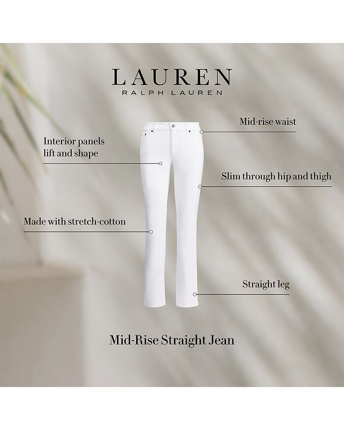 Белые прямые джинсы со средней посадкой Lauren Ralph Lauren, белый — фото 3