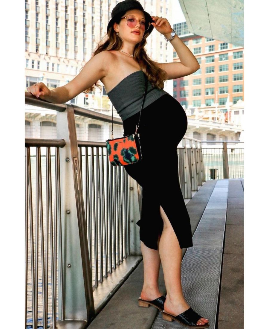 

Юбка миди для беременных, однотонная, с боковым разрезом Pinkblush, Black