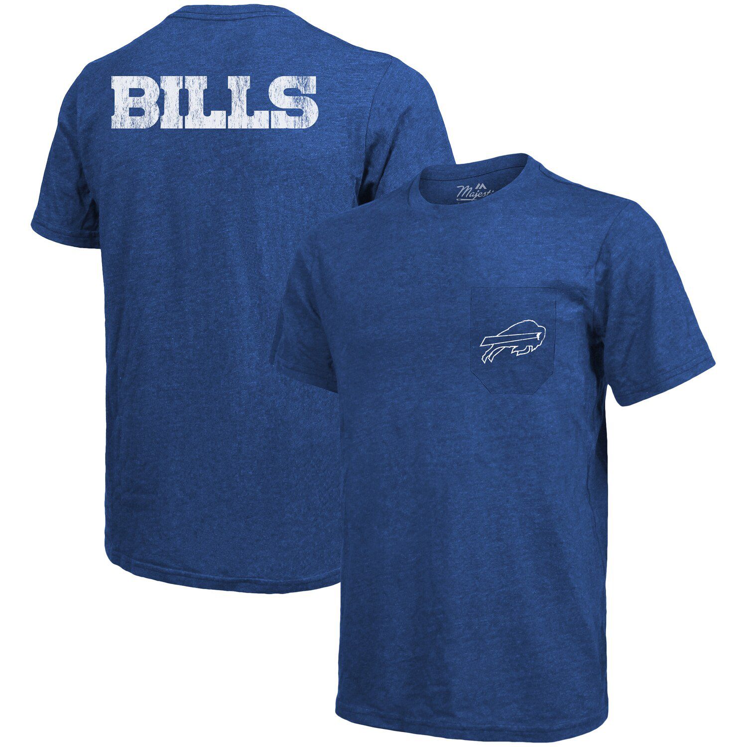 

Футболка с карманами Tri-Blend Threads Buffalo Bills - Королевский Majestic