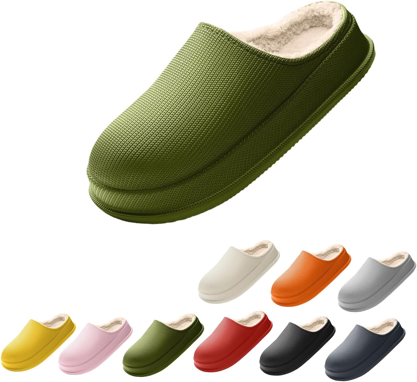 

Домашние тапочки Cloud для женщин и мужчин, водонепроницаемые, теплые зимние тапочки с плюшевой флисовой подкладкой, противоскользящие Generic, зеленый