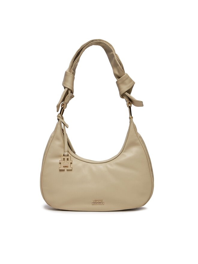 

Классическая сумка Pushlock Leather Hobo Tommy Hilfiger, экрю