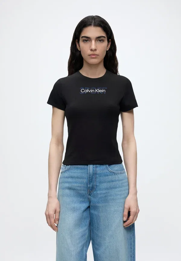Футболка Calvin Klein Commuter baby tee print, черный