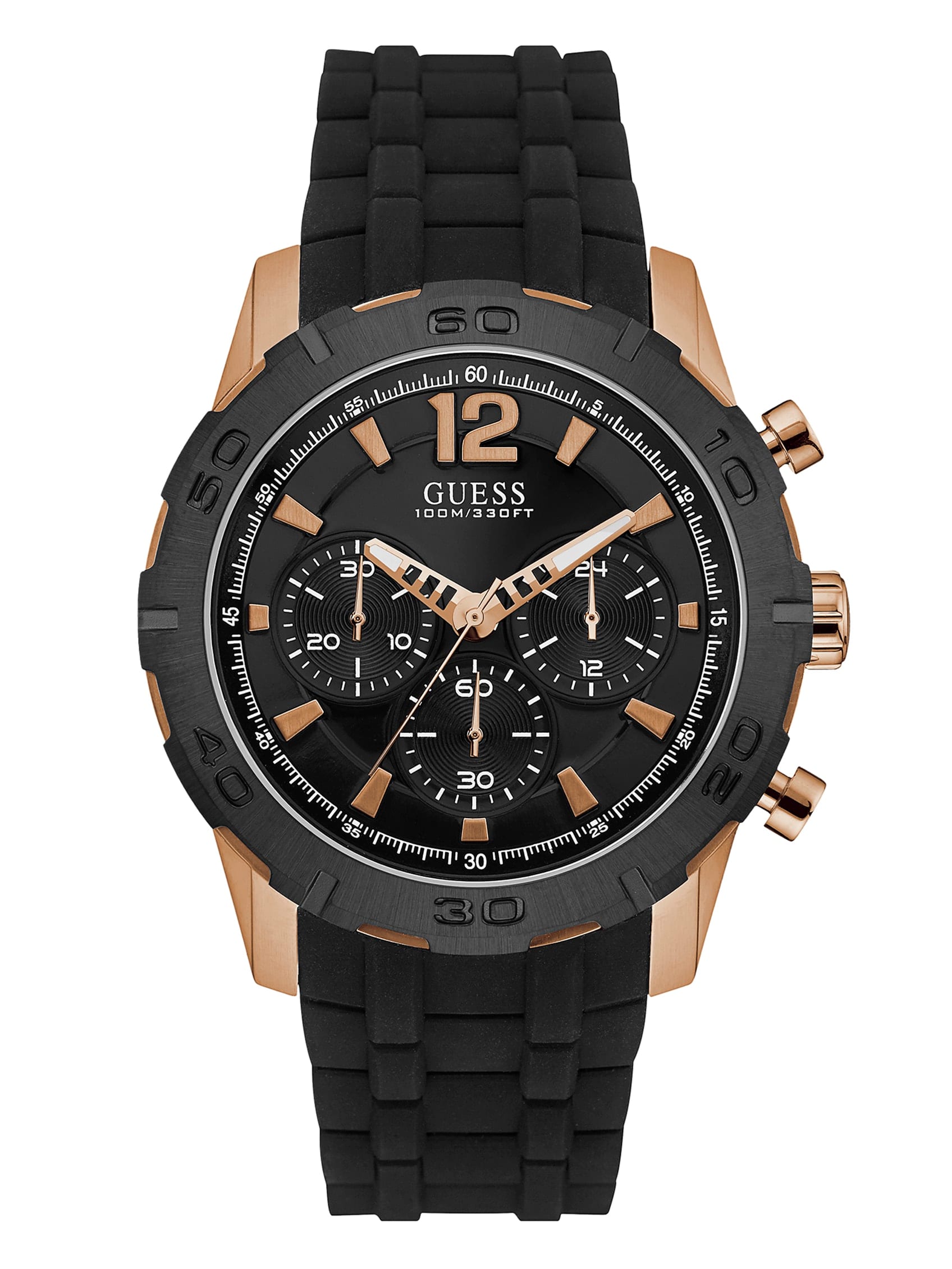 

Часы из силикона черного и розового золота Guess Factory