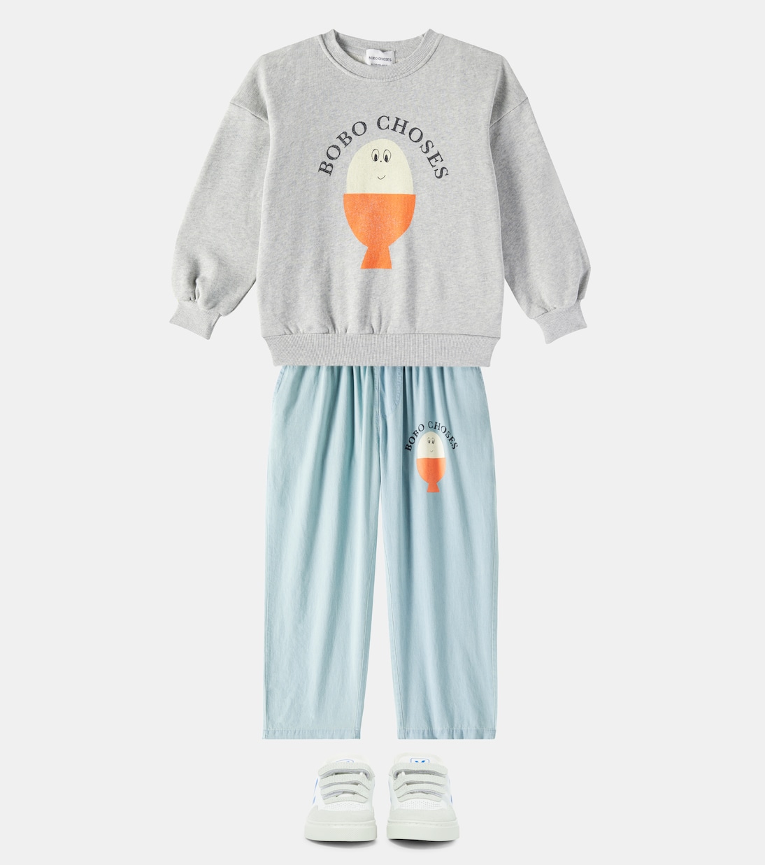 кроссовки из кожи с отделкой из замши V-90 Veja Kids, Extra-White_Egee — фото 2