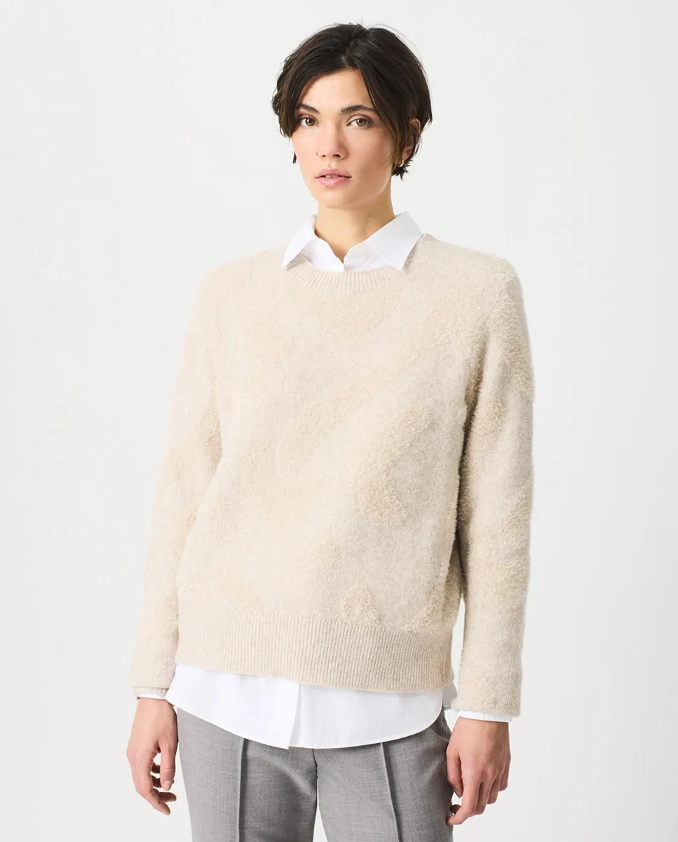 

Женский свитер с круглым вырезом с жаккардом в виде зебры Escorpion, бежевый