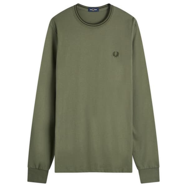 

Футболка с длинными рукавами и двойной отделкой Fred Perry, зеленый
