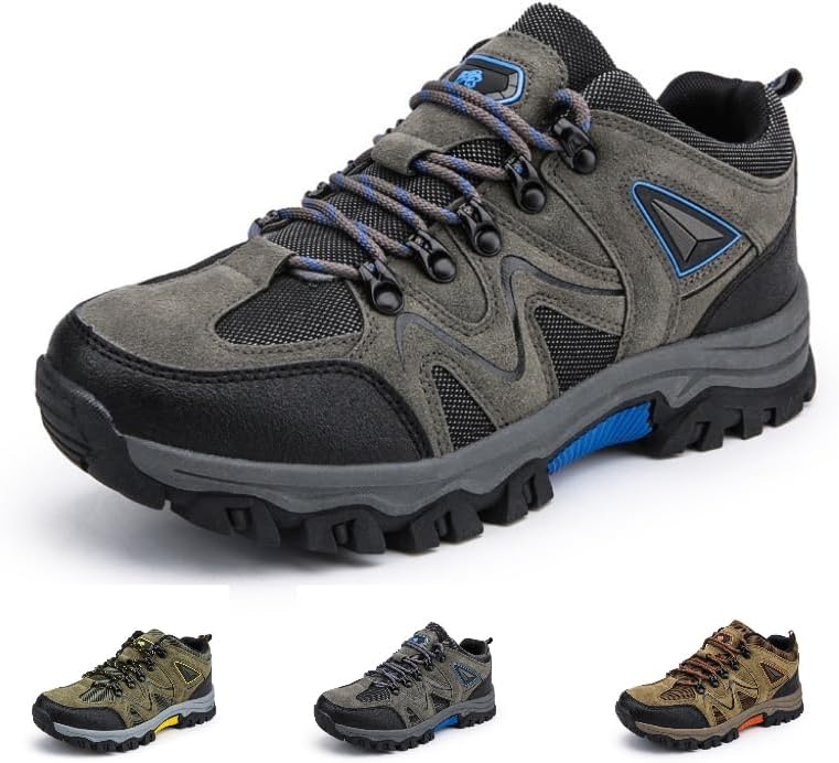 

Мужские водонепроницаемые туристические кроссовки - легкие дышащие кроссовки для треккинга, противоскользящие ортопедические и прогулочные туфли для мужчин, комфорт на все сезоны для путешествий и активного отдыха Huayorong, серый