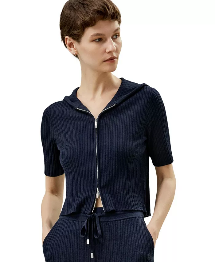 

Женская толстовка с капюшоном Oasis Knit LILYSILK, синий