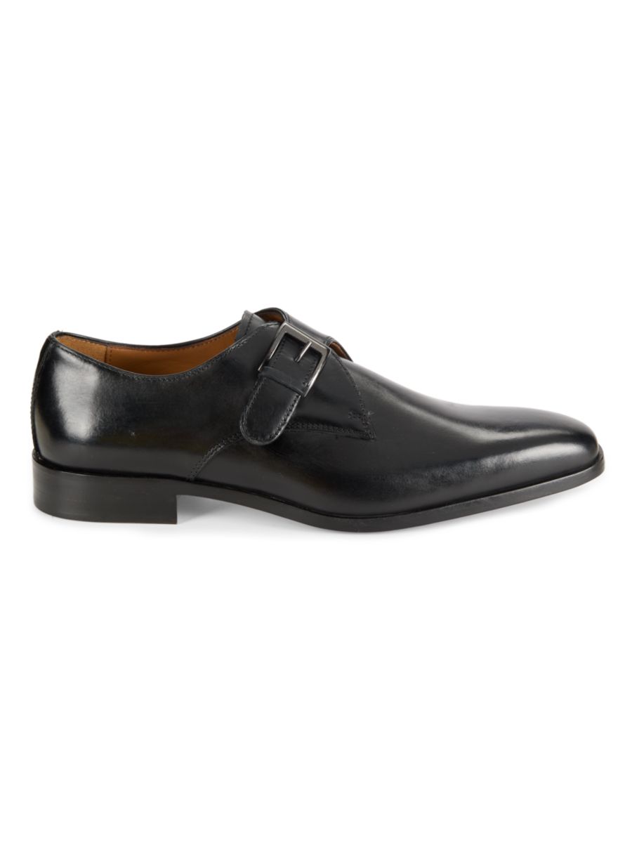 

Кожаные лоферы с ремешком Monk Saks Fifth Avenue, черный
