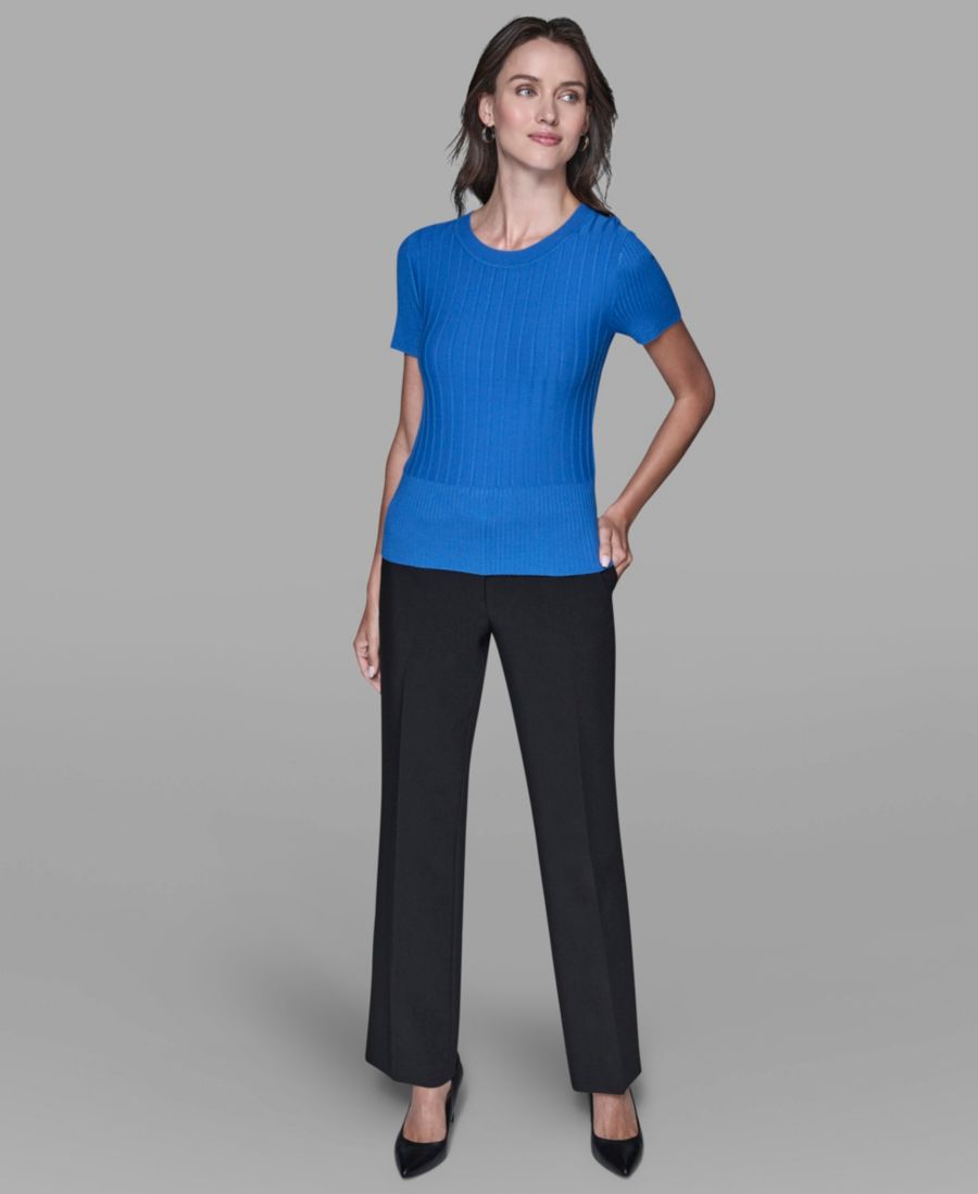 

Женский ребристый свитер с короткими рукавами KARL LAGERFELD PARIS, French Blue