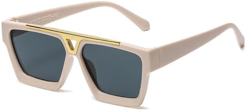 

Солнцезащитные очки большого квадратного размера 2026 года для женщин и мужчин, винтажные, с крупной металлической оправой, модные солнцезащитные очки для женщин MTZJH, Milk Tea Grey