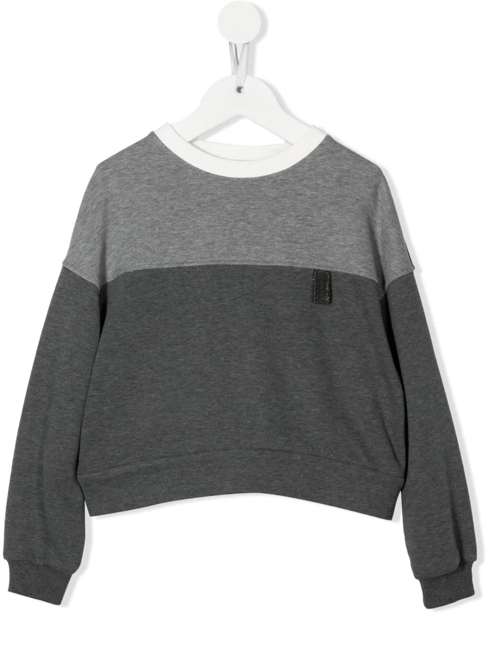 

Толстовка в стиле колор-блок Brunello Cucinelli Kids, серый