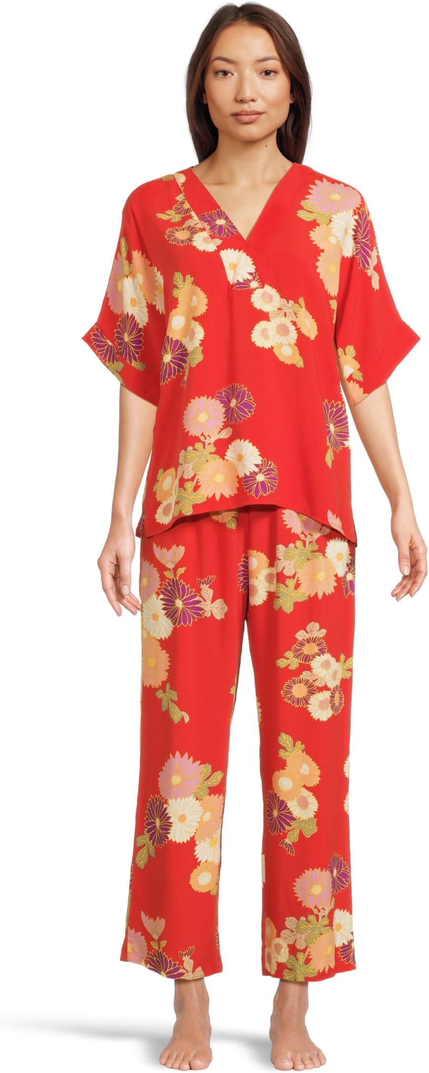 

Пижама N by Natori Kiku - Challis Dolman Pajama Set, красный