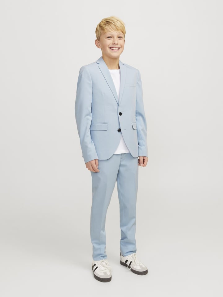 JACK & JONES Junior Однобортный блейзер из шамбре синего цвета — фото 4