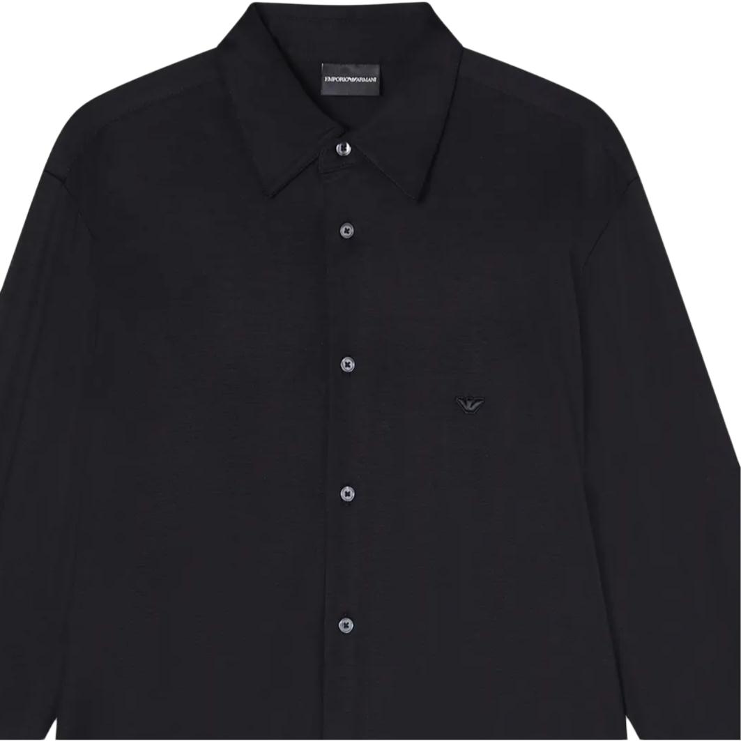 Emporio Armani Мужская рубашка с черными лацканами, средней высоты — фото 3