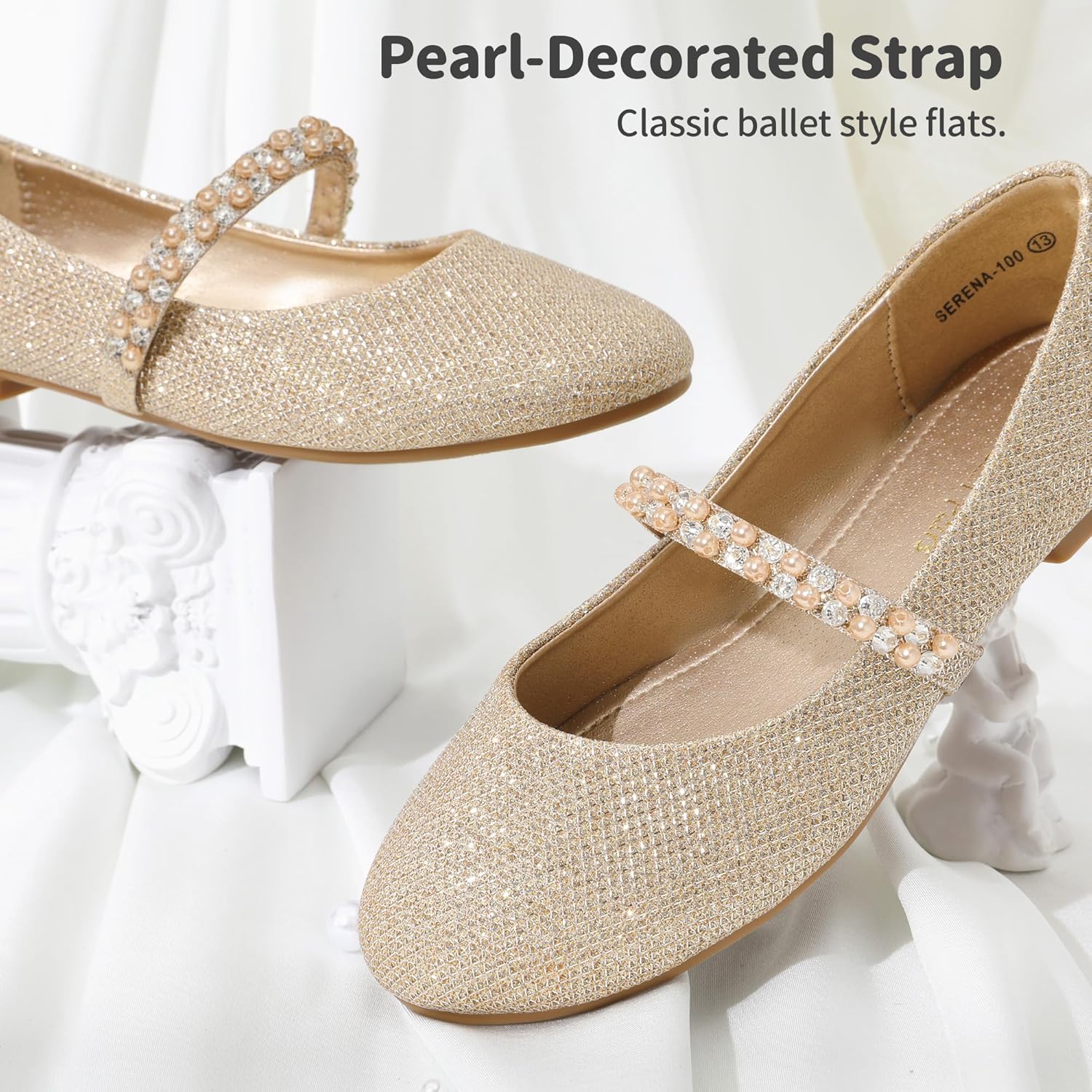 Туфли для девочек DREAM PAIRS Mary Jane Ballerina Flats для свадьбы, вечеринок (малыши/маленькие дети/старшие дети), золотой — фото 4