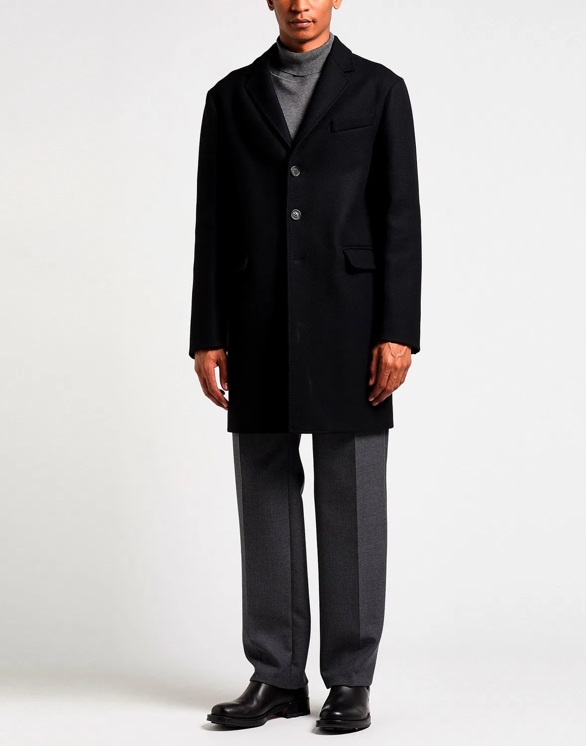 Пальто однобортное из фетра DSQUARED2 черное — фото 4