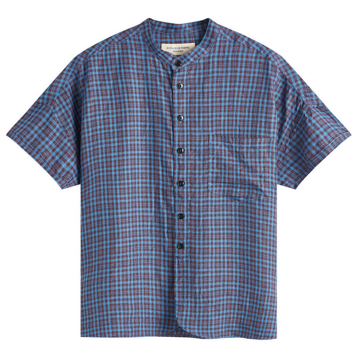 

Рубашка с коротким рукавом Beams Boy Linen Check Shirt, синий