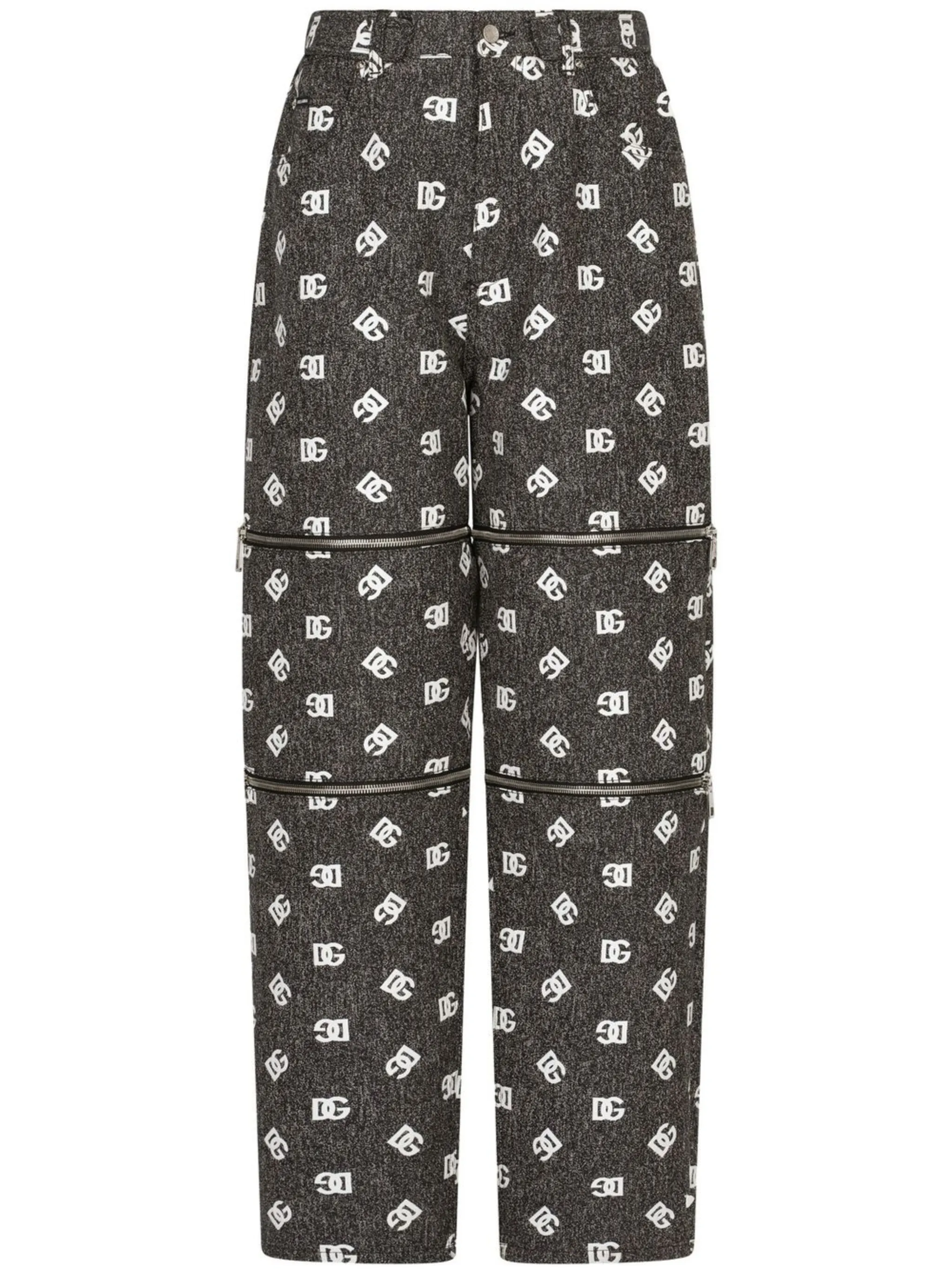 

Широкие джинсы с молниями и логотипом Dolce & Gabbana, черный