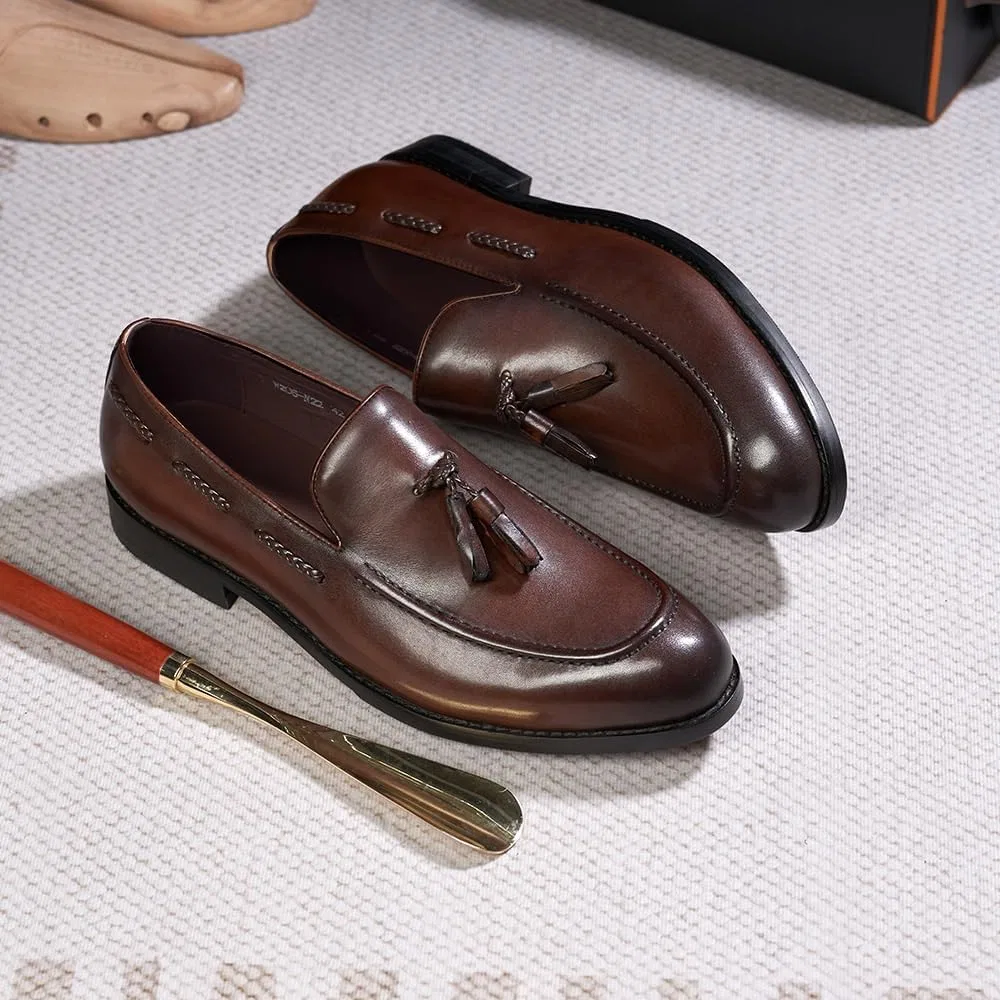 Лоферы кожаные Slip On Fashion, Brown DHFIRUFSHLO — фото 2