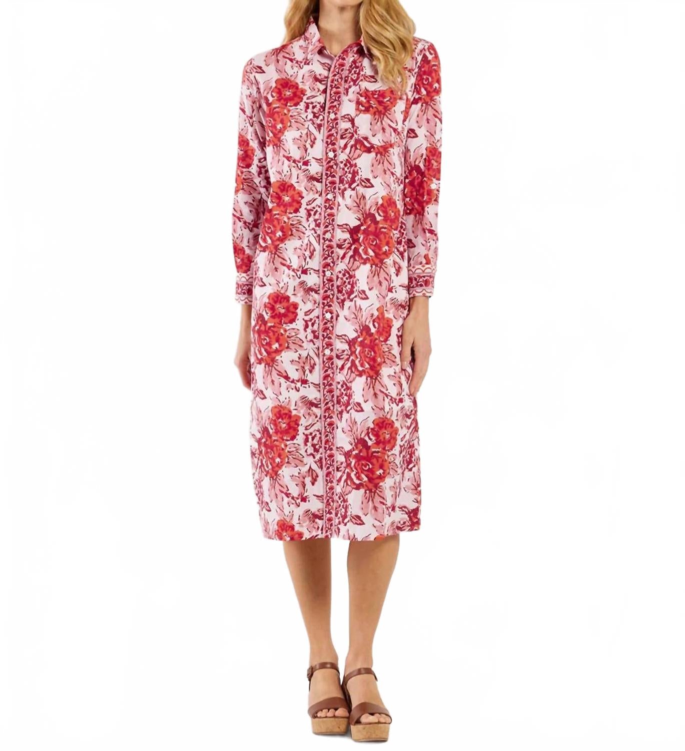 

Мид платье из марселя в расписных цветах красное JUDE CONNALLY