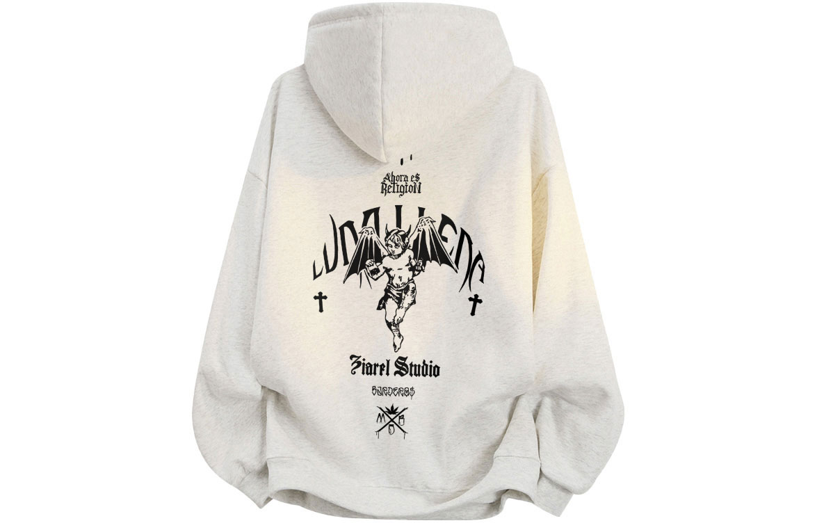 

Толстовка Unisex Hooded Moderate Heavyweight ZIAREL, белый heather серый