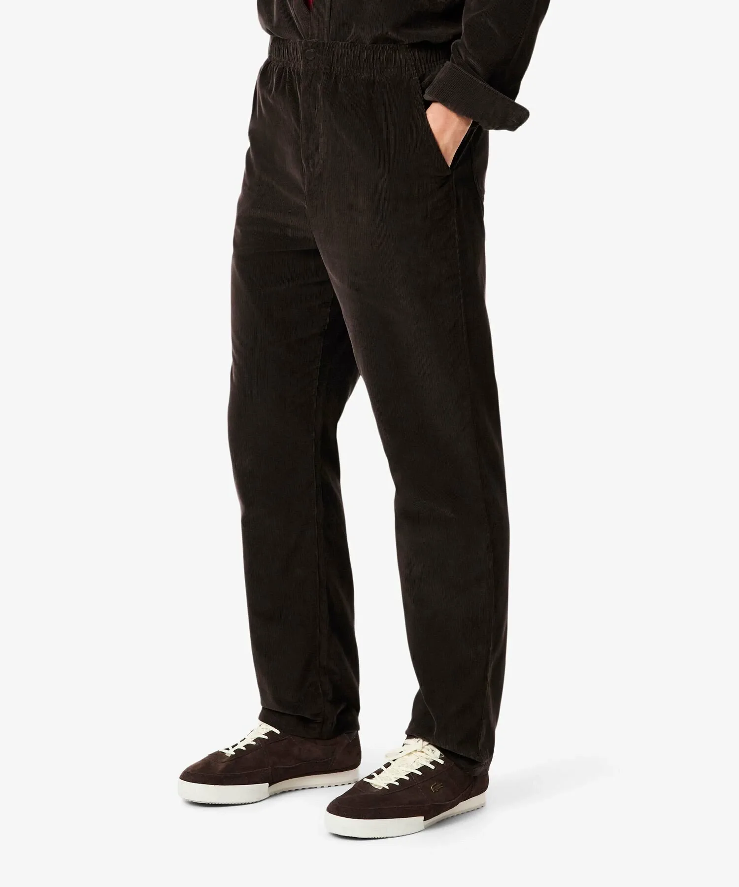 Удобные брюки из тонкого ребристого вельвета LACOSTE, Dark Brown