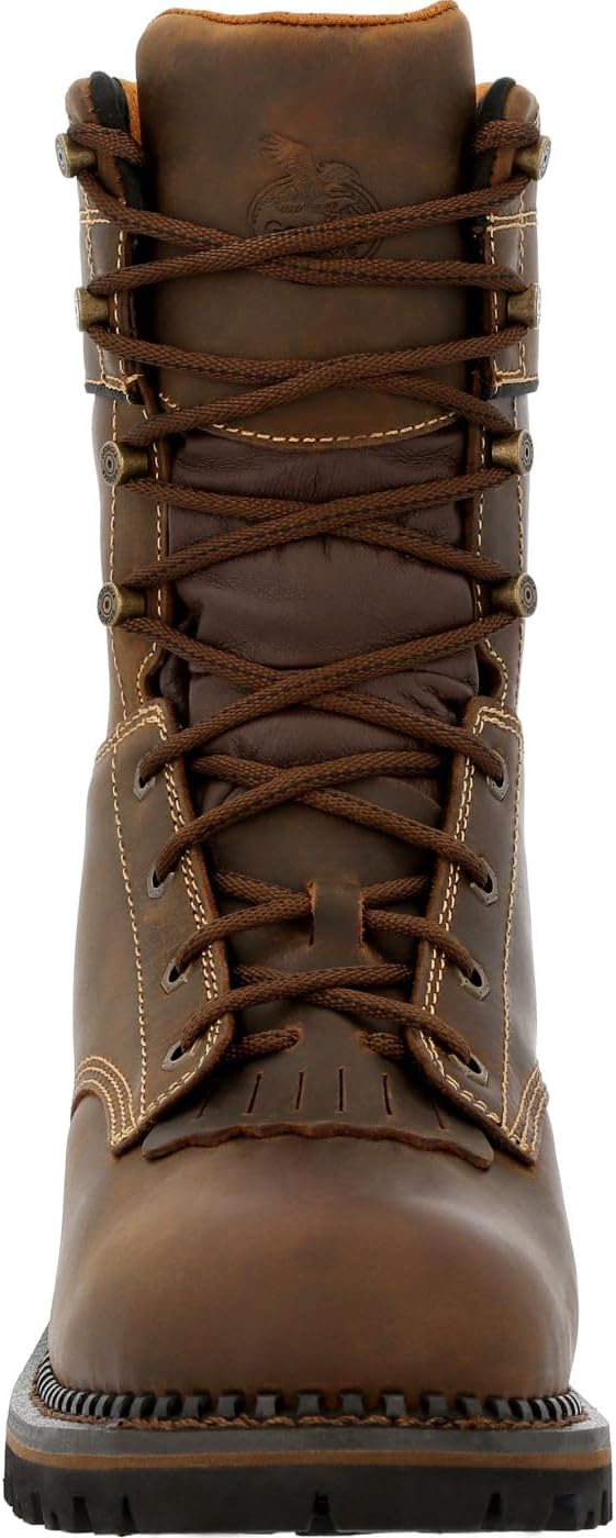 Мужские ботинки Georgia Boot AMP LT Logger с композитным носком и водонепроницаемой защитой, 8 Wide Brown — фото 3