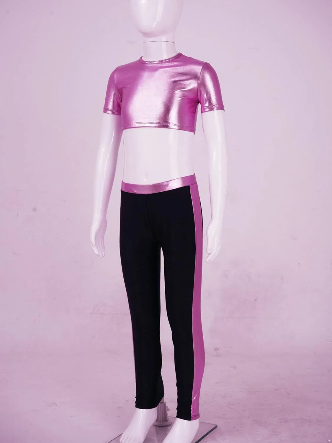 Детский спортивный комплект из топа и леггинсов FEESHOW, розовый — фото 4