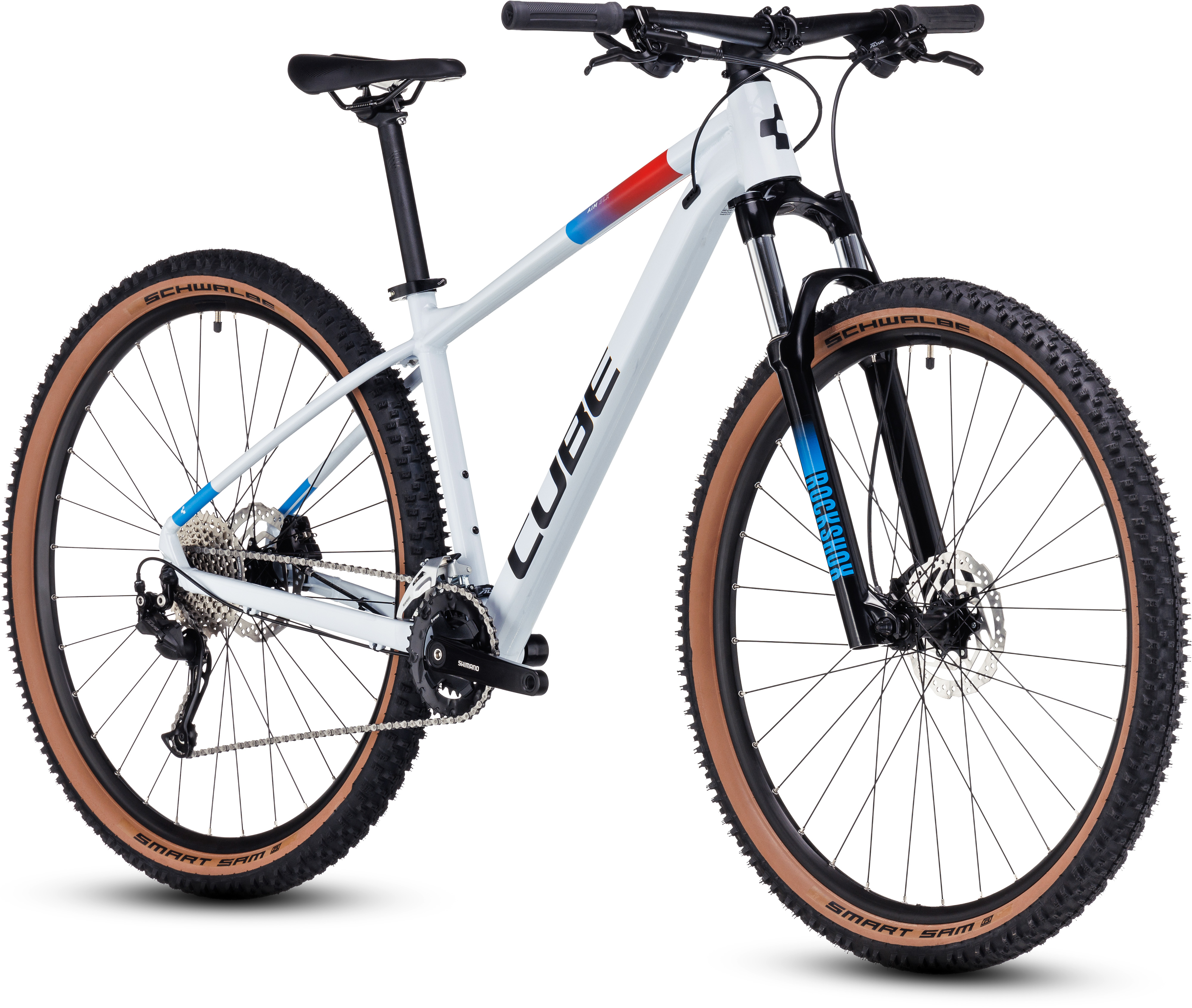 

Велосипед хардтейл Cube Aim SLX, white´n´blue´n´red