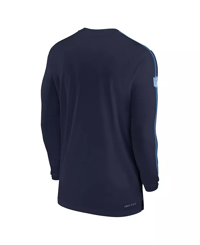 Мужская синяя футболка с длинным рукавом Tennessee Titans Sideline Coach UV Performance Nike — фото 2