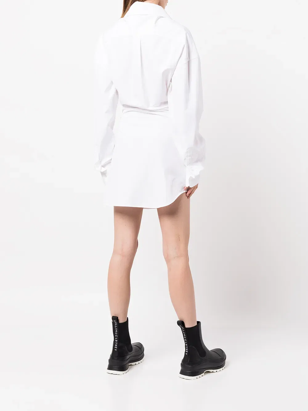 Мини-Платье-Рубашка с перекрученным передом Alexander Wang, белый — фото 4