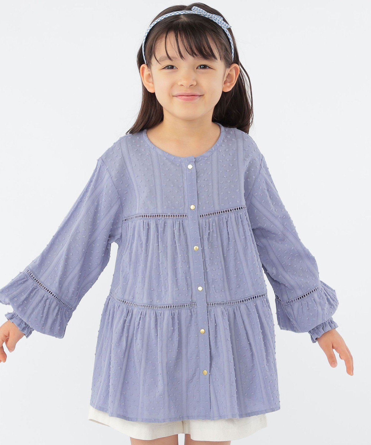 Детская блузка SHIPS: 100–130 см / Многоярусная блузка на кнопках SHIPS KIDS, Light blue — фото 3