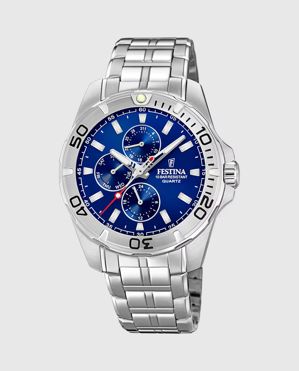 

Мужские часы F20445/2 Многофункциональные серебристая сталь Festina, серебряный