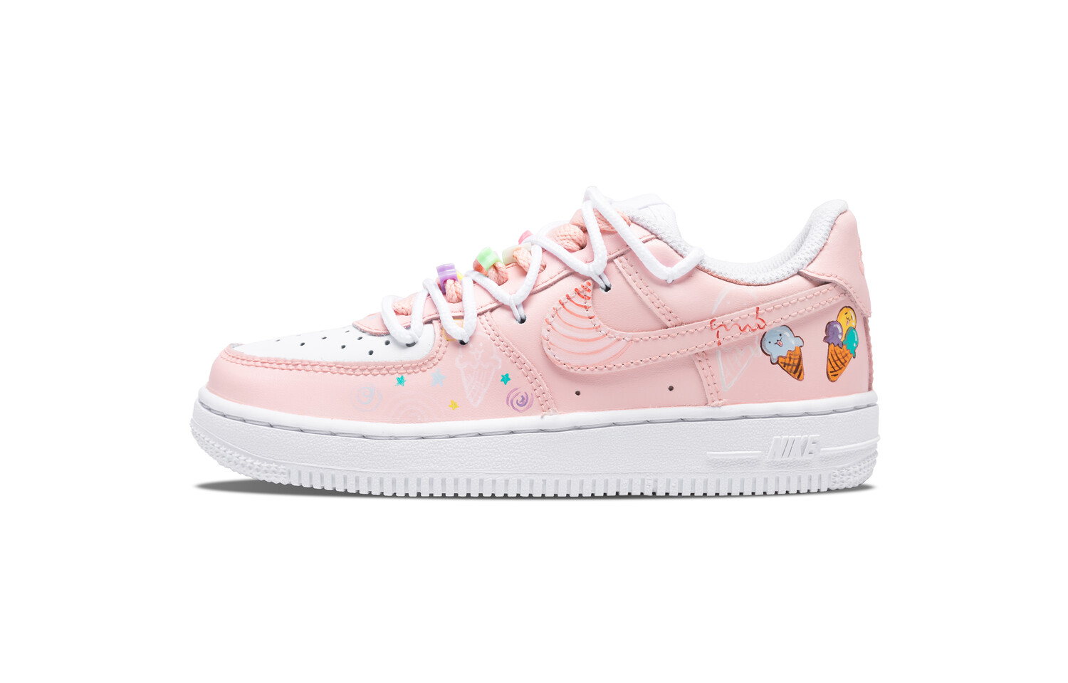 

Air Force 1 Kids Скейтбординг Кроссовки Детские Низкие Розовые Nike, белый