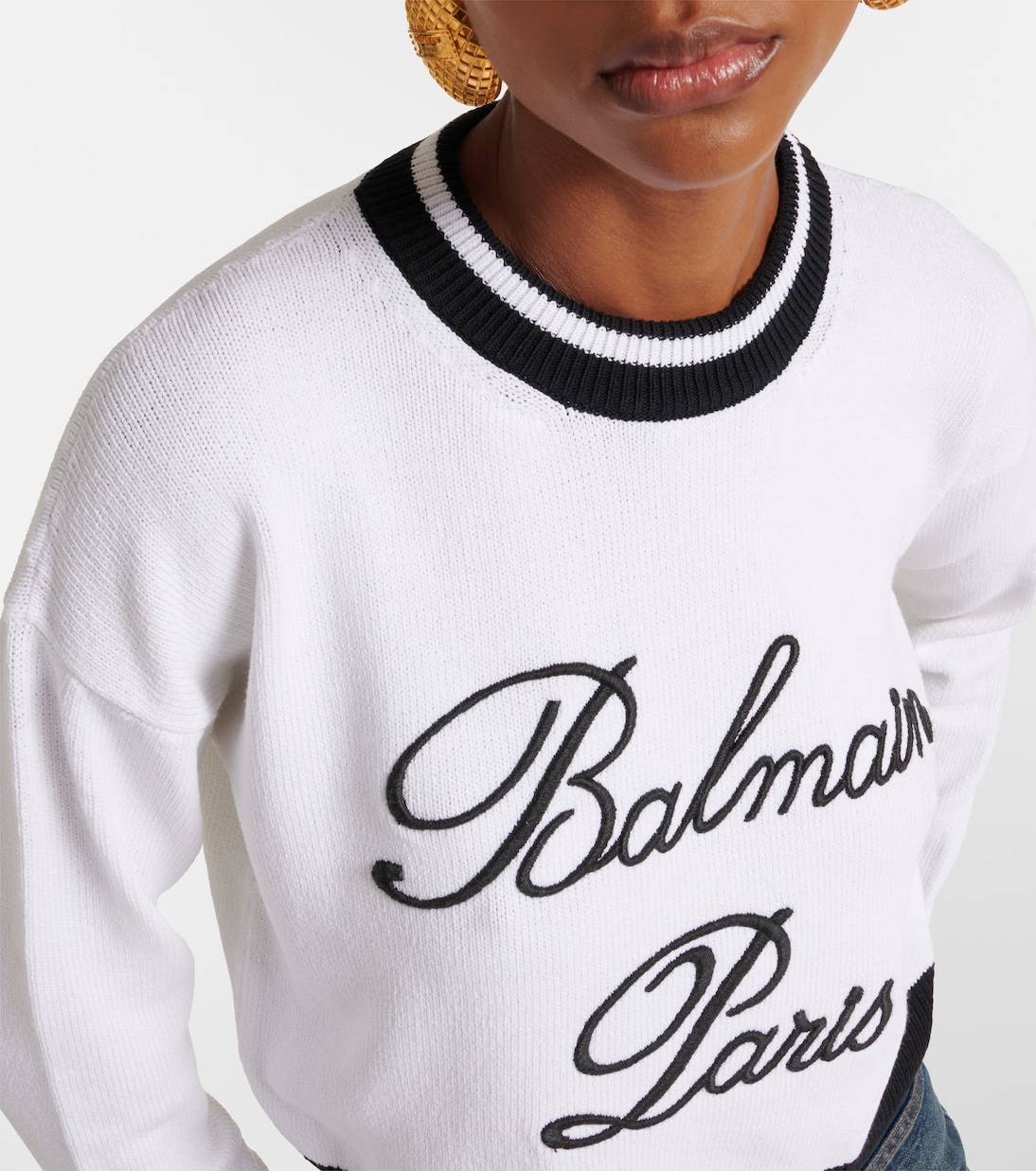 Вышитый свитер Balmain Signature Balmain, Blanc/Noir — фото 4