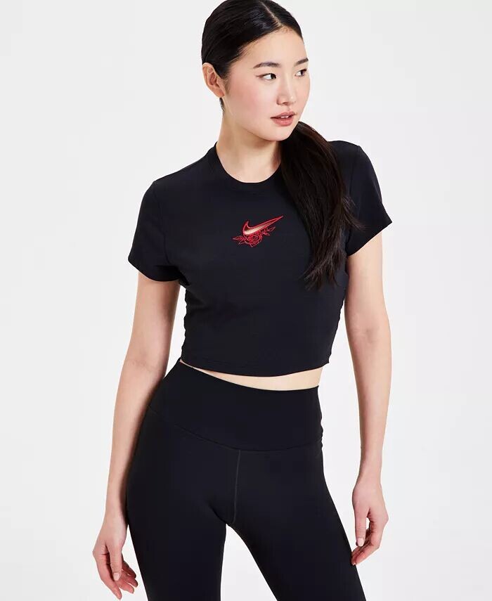 

Женская укороченная футболка Chill Knit с логотипом Nike, черный